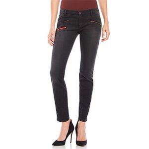 Etienne Marcel Mid Rise Multi Zipper Moto Skinny Jeans in Faded Black Size 26